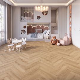 PVC vloer visgraat Cognac Oak inclusief leggen aanbieding