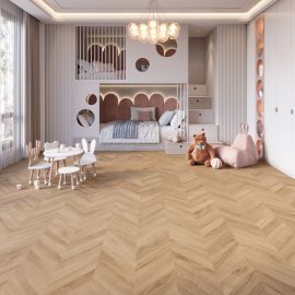 PVC vloer Chevron Cognac Oak inclusief leggen aanbieding