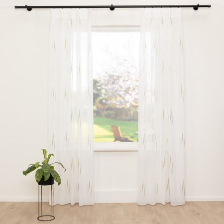 Vitrage Ikata Off White met Olijfgroen 35